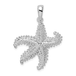 De-Ani Sterling Silver Rhodium-Plated Polished Pierced Starfish Pendant - QC-5D48F2FC-7416