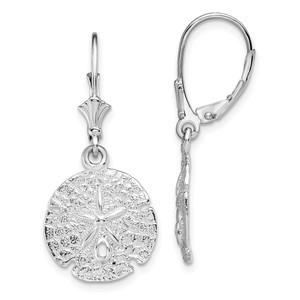 De-Ani Sterling Silver Rhodium-Plated Polished Sand Dollar Leverback Earrings - QE-359E67A6-2734