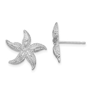De-Ani Sterling Silver Rhodium-Plated Polished Small Starfish Post Earrings