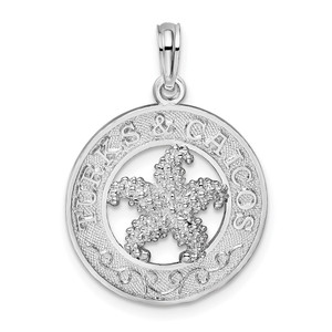 De-Ani Sterling Silver Rhodium-Plated Textured Turks and Caicos with Starfish Pendant