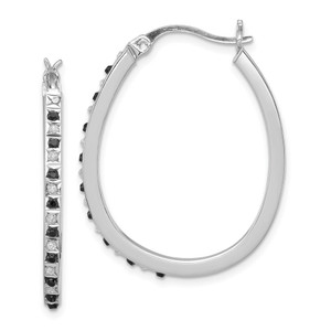Diamond Fascination Diamond Mystique Sterling Silver Platinum-plated Diamond Black and White Diamond Hoop Earrings - QD-49911A2D-3351