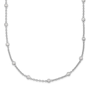 Herco Platinum Polished Bezel Set 34 Lab Grown Diamond Station 20 Inch Necklace