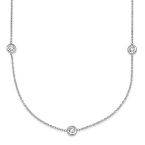 Herco Platinum Polished Bezel Set 9 Lab Grown Diamond Station 20 Inch Necklace - PT-700C2BE6-2041
