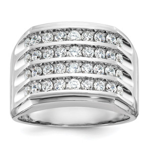 IBGoodman 10k White Gold Men's Polished and Grooved 4-Row Ring Mounting