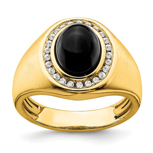 IBGoodman 14k 1/4 carat Lab Grown Diamond VS/SI+ G+ and Oval Onyx Men's Ring