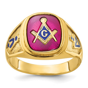 IBGoodman 14k Men's Polished and Textured Blue Lodge Master Masonic Ring Mounting - B5-7DE3DC1C-8864