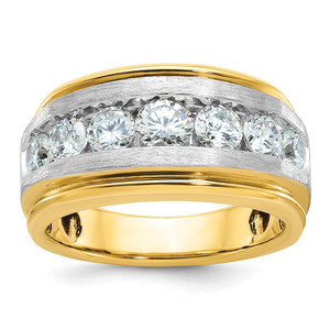 IBGoodman 14k Men's Polished Satin and Grooved 7-Stone Ring Mounting - B6-8521BDCF-5869