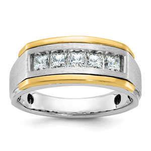 IBGoodman 14k Two-tone 1 carat Lab Grown Diamond VS/SI+ G+ Complete Polished and Satin Men's Ring - B6-9555226C-1541