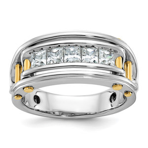 IBGoodman 14k Two-tone 1 carat Lab Grown Diamond VS/SI+ G+ Five Stone Complete Polished and Cut Out Men's Ring - B6-332BEBCB-5961