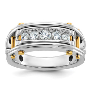 IBGoodman 14k Two-tone 1/2 carat Lab Grown Diamond VS/SI+ G+ Five Stone Complete Polished and Cut Out Men's Ring