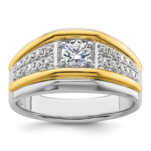 IBGoodman 14k Two-tone 1/2 carat Lab Grown Diamond VS/SI+ G+ Three Stone Complete Men's Ring - B2-00DE81F6-8846