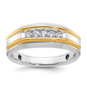 IBGoodman 14k Two-tone 1/4 carat Lab Grown Diamond VS/SI+ G+ Five Stone Complete Polished Men's Ring