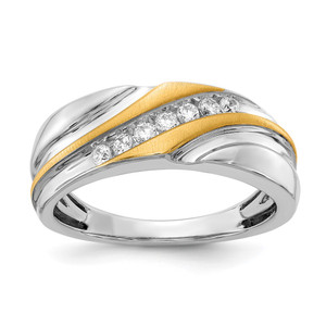 IBGoodman 14k Two-tone 1/4 carat Lab Grown Diamond VS/SI+ G+ Seven Stone Complete Men's Ring