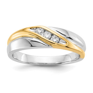 IBGoodman 14k Two-tone 1/6 carat Lab Grown Diamond VS/SI+ G+ Four Stone Complete Men's Ring