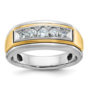 IBGoodman 14k Two-tone Men's Polished 5-Stone 1/2 Carat AA Quality Diamond Ring - B6-4C39A317-5637