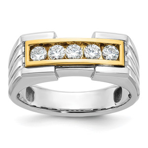 IBGoodman 14k Two-tone Men's Polished and Grooved 5-Stone Ring Mounting - B6-D210D928-3784