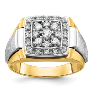 IBGoodman 14k Two-tone Men's Polished and Satin 1/2 Carat AA Quality Diamond Ring