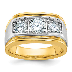 IBGoodman 14k Two-tone Men's Polished and Satin 3-Stone Ring Mounting - B6-FC5DA0B5-8298
