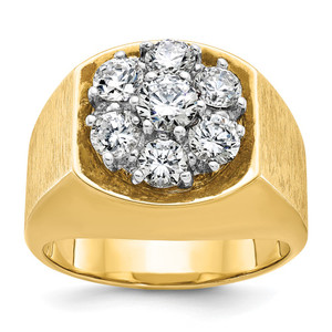 IBGoodman 14k Two-tone Men's Polished and Satin Round 2 Carat AA Quality Diamond Cluster Ring