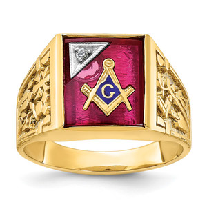 IBGoodman 14k Two-tone Men's Polished and Textured Blue Lodge Master Masonic Ring Mounting - B0-82A4D9BC-2551