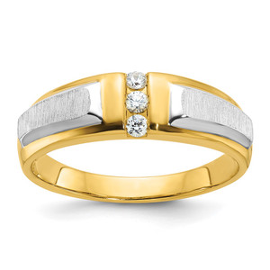 IBGoodman 14k Two-tone Polished and Satin Men's Three Stone Ring Mounting