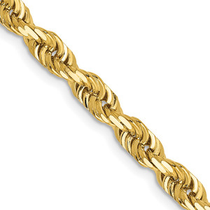 14K 24 Inch 4.5mm Diamond-cut Quadruple Rope Lobster Clasp Chain