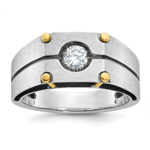 IBGoodman 14k Two-tone with Black Rhodium 1/2 carat Lab Grown Diamond VS/SI+ G+ Complete Polished and Satin Men's Ring