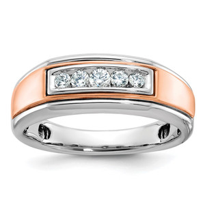 IBGoodman 14k White and Rose Gold Men's Polished 5-Stone Ring Mounting