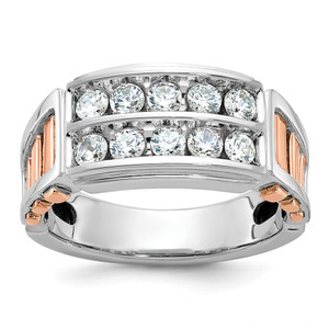 IBGoodman 14k White and Rose Gold Men's Polished and Cut-Out 2-Row Ring Mounting