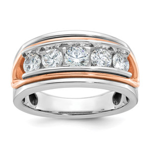 IBGoodman 14k White and Rose Gold Men's Polished and Cut-Out 5-Stone Ring Mounting - B6-5CE28F44-5256