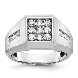 IBGoodman 14k White Gold 1 carat Lab Grown Diamond VS/SI+ G+ Complete Square Cluster Men's Ring