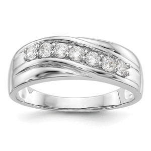 IBGoodman 14k White Gold 1/2 carat Lab Grown Diamond VS/SI+ G+ Seven Stone Complete Men's Ring