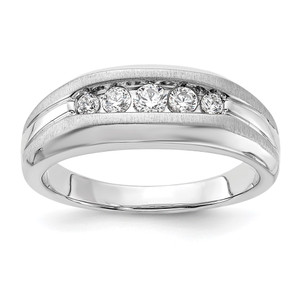 IBGoodman 14k White Gold 1/3 carat Lab Grown Diamond VS/SI+ G+ Five Stone Complete Men's Ring - RM-6116AEB4-6232