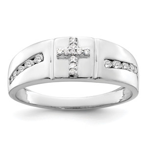 IBGoodman 14k White Gold 1/4 carat Lab Grown Diamond VS/SI+ G+ Complete Cross Men's Band
