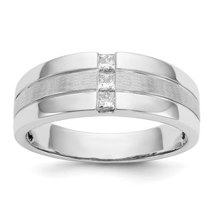 IBGoodman 14k White Gold 1/4 carat Lab Grown Diamond VS/SI+ G+ Complete Polished and Satin Men's Ring