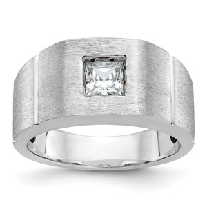 IBGoodman 14k White Gold 5/8 carat Lab Grown Diamond VS/SI+ G+ Complete Polished and Satin Men's Ring