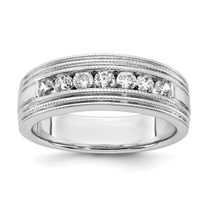 IBGoodman 14k White Gold 5/8 carat Lab Grown Diamond VS/SI+ G+ Seven Stone Complete Men's Ring