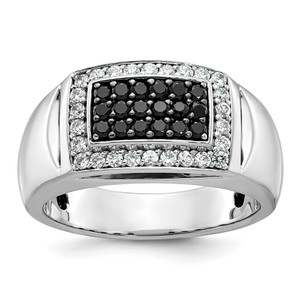IBGoodman 14k White Gold Men's Polished and Cut-Out Rectangle Ring Mounting