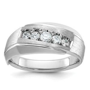 IBGoodman 14k White Gold Men's Polished and Satin 5-Stone 1/2 Carat AA Quality Diamond Ring - B6-DEED92DA-5330