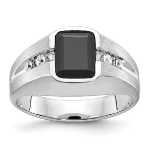 IBGoodman 14k White Gold Men's Polished and Satin Gemstone Ring Mounting - B5-ADFD3787-5024