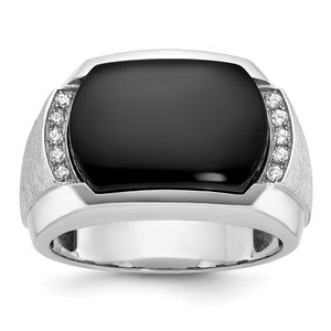 IBGoodman 14k White Gold Men's Polished and Satin Gemstone Ring Mounting - B8-B242FA3C-6762
