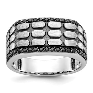 IBGoodman 14k White Gold Men's Polished Satin and Cobblestone Textured Ring Mounting - B5-FE9C3BE8-1966