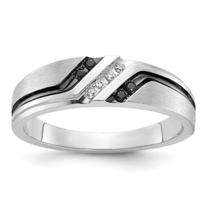 IBGoodman 14k White Gold Polished Satin and Grooved Men's Ring Mounting - B6-27A943C2-8381