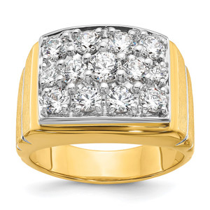 IBGoodman 14k with White Rhodium Polished Satin and Grooved Men's Cluster Ring Mounting