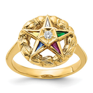 IBGoodman 14k Women's Polished and Textured Eastern Star Masonic Ring Mounting - B0-FA7E7C8A-7510