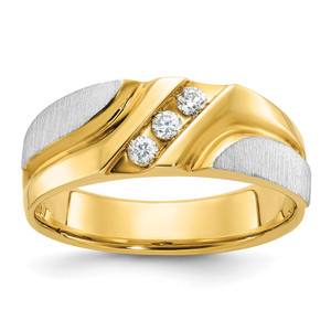 IBGoodman Two-tone Polished Satin and Grooved Men's Ring Mounting