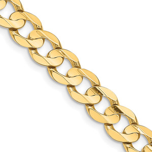 14K 24 inch 8.5mm Open Concave Curb with Lobster Clasp Chain