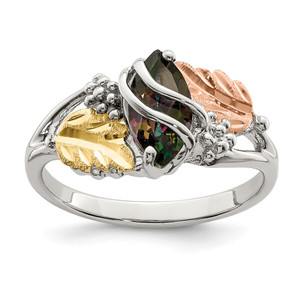 Landstrom's Mt. Rushmore Black Hills Sterling Silver 12K Gold Accents Mystic Fire Topaz Ring - QB-1CB4BD8D-3130