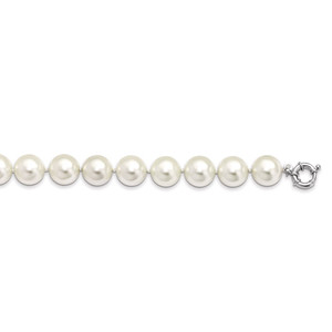 Majestik Sterling Silver Rhodium-plated 16-17mm White Imitation Shell Pearl Hand-knotted Necklace