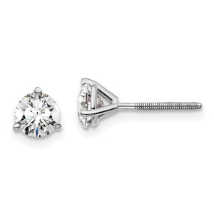 Platinum 1 carat Certified Lab Grown Diamond VS+ F+ Round Complete Three Prong Heavyweight Screwback Stud Earrings